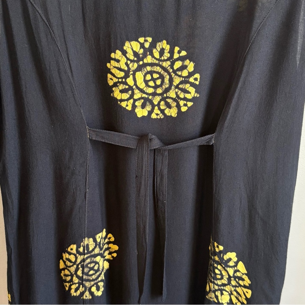 Rima Black Tropical Batik Printed and Embroidered Shift Dress Size Large - Picture 9 of 10
